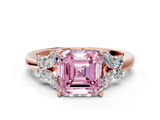 Rose gold Fancy Pink Asscher  Cut Solitaire Floral Diamond Ring with Four-Prong Setting_17