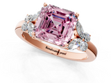 Rose gold Fancy Pink Asscher  Cut Solitaire Floral Diamond Ring with Four-Prong Setting_18