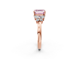 Rose gold Fancy Pink Asscher  Cut Solitaire Floral Diamond Ring with Four-Prong Setting_19