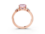 Rose gold Fancy Pink Asscher  Cut Solitaire Floral Diamond Ring with Four-Prong Setting_20