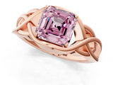 Rose gold Fancy Pink Asscher Cut Solitaire Intertwined Band Prong Setting Ring_1