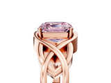 Rose gold Fancy Pink Asscher Cut Solitaire Intertwined Band Prong Setting Ring_5