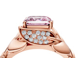 Rose gold Fancy Pink Asscher Cut Solitaire Leaf-Inspired Engagement Ring with Prong Setting_17