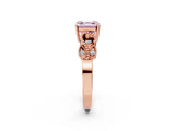 Rose gold Fancy Pink Asscher Cut Solitaire Milgrain Leaf Band with Prong Setting_14