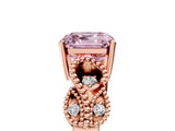 Rose gold Fancy Pink Asscher Cut Solitaire Milgrain Leaf Band with Prong Setting_5