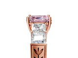 Rose gold Fancy Pink Asscher Cut Solitaire Princess Side Stone Engraved Band Prong Setting Ring_5