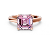 Rose gold Fancy Pink Asscher  Cut Solitaire Ring with Four-Prong Setting and Classic Band_17
