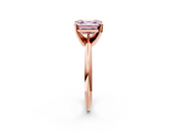 Rose gold Fancy Pink Asscher  Cut Solitaire Ring with Four-Prong Setting on a Classic Band_2