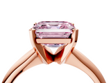 Rose gold Fancy Pink Asscher  Cut Solitaire Ring with Four-Prong Setting on a Classic Band_4