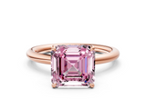 Rose gold Fancy Pink Asscher  Cut Solitaire Ring with Thin Band and Four-Prong Setting_17