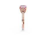 Rose gold Fancy Pink Asscher Cut Solitaire Split Shank Pave Diamond Engagement Ring with Four-Prong Setting_2