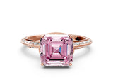 Rose gold Fancy Pink Asscher Cut Solitaire Split Shank Pave Diamond Engagement Ring with Four-Prong Setting_24