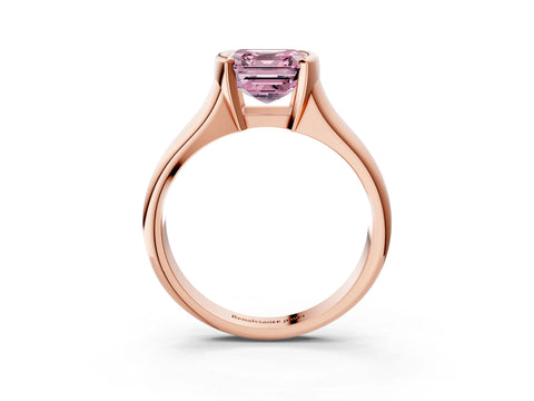Rose gold Fancy Pink Asscher Cut Solitaire Tension Set Diamond Ring with Split Shank Band_3