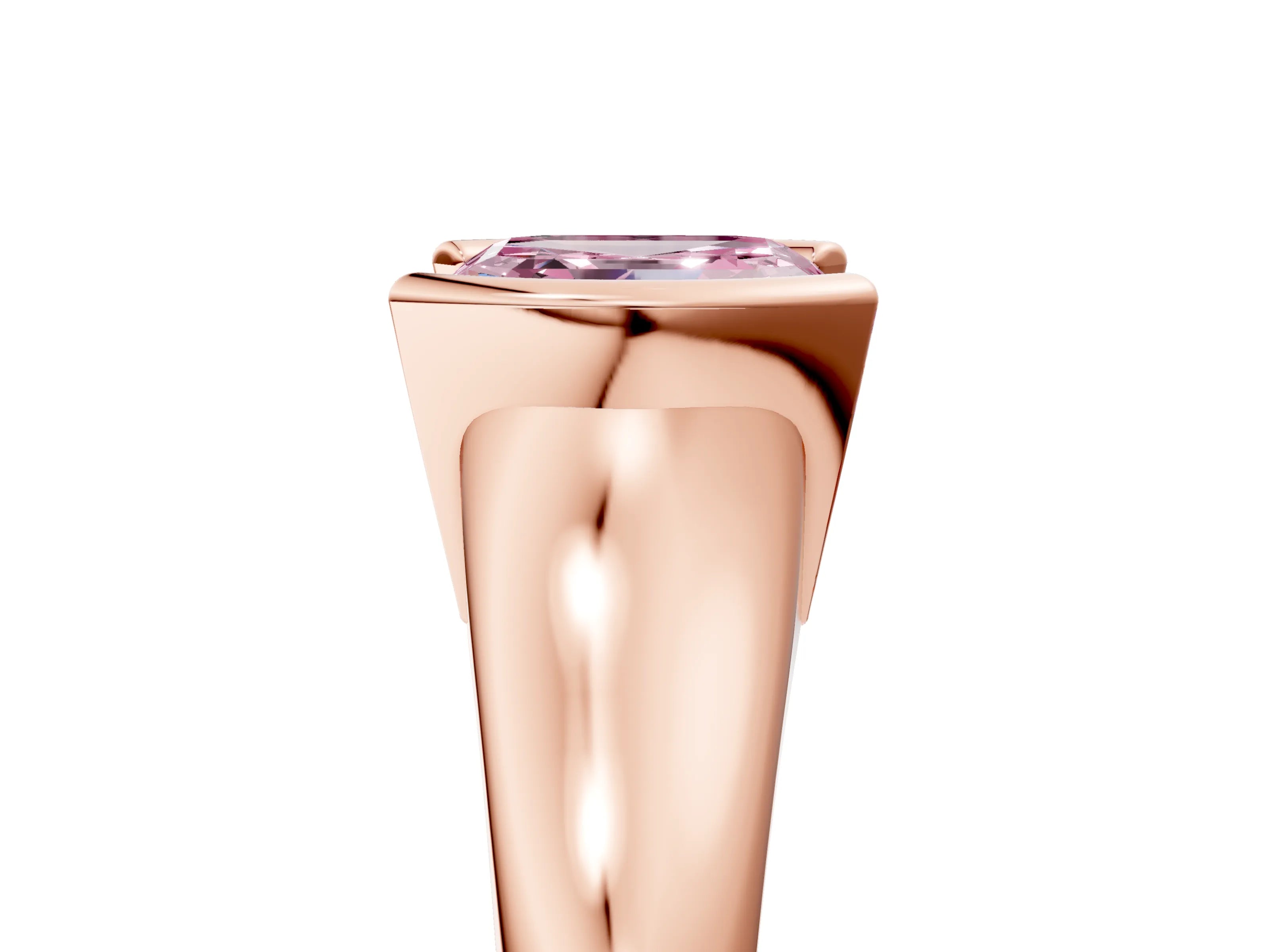 Rose gold Fancy Pink Asscher Cut Solitaire Tension Set Diamond Ring with Split Shank Band_5