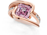 Rose gold Fancy Pink Asscher Cut Solitaire Tension-Set Diamond Split Shank Ring_13