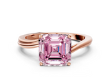 Rose gold Fancy Pink Asscher  Cut Solitaire Twist Band Ring with Four-Prong Setting_17