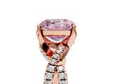 Rose gold Fancy Pink Asscher Cut Solitaire Twist Pave Diamond Engagement Ring with Prong Setting_29