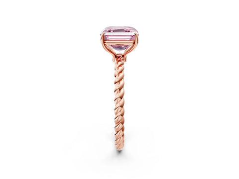 Rose gold Fancy Pink Asscher Cut Solitaire Twisted Band 4-Prong Ring_2