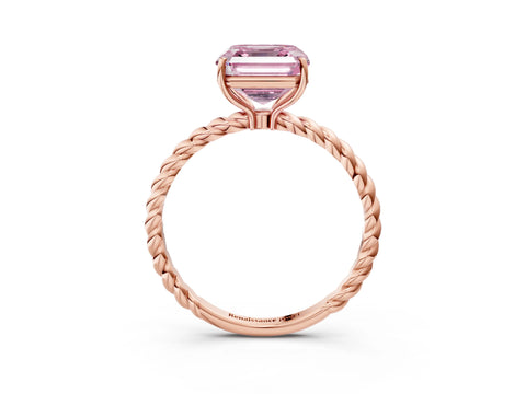 Rose gold Fancy Pink Asscher Cut Solitaire Twisted Band 4-Prong Ring_3