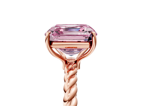 Rose gold Fancy Pink Asscher Cut Solitaire Twisted Band 4-Prong Ring_5