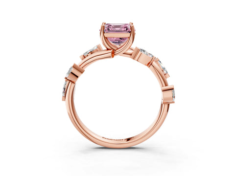 Rose gold Fancy Pink Asscher Cut Solitaire Twisted Band Marquise Accent Prong Setting Ring_3
