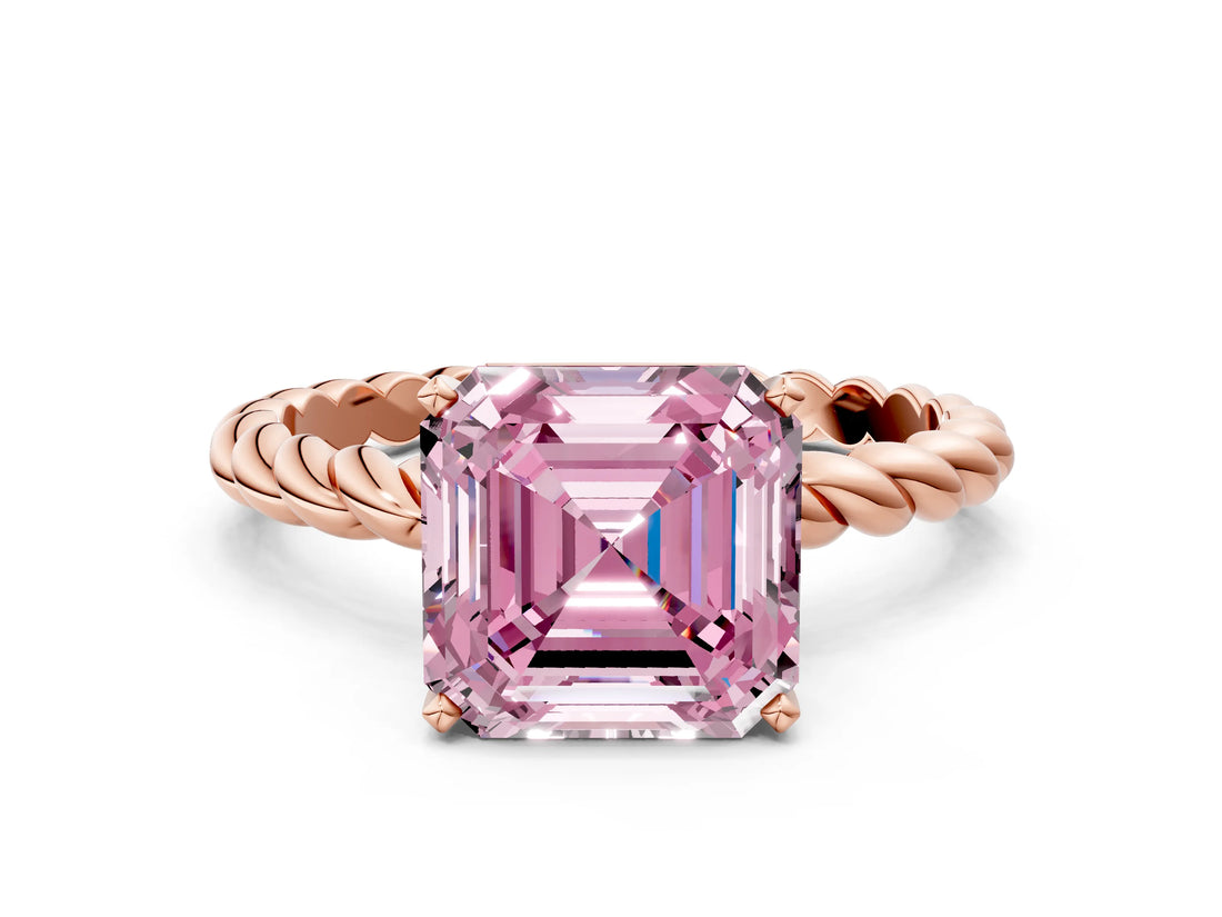 Rose gold Fancy Pink Asscher  Cut Solitaire Twisted Band with Four-Prong Setting_50