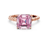 Rose gold Fancy Pink Asscher  Cut Solitaire Twisted Band with Four-Prong Setting_50