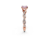 Rose gold Fancy Pink Asscher Cut Solitaire Twisted Pave Band with Four-Prong Setting_5