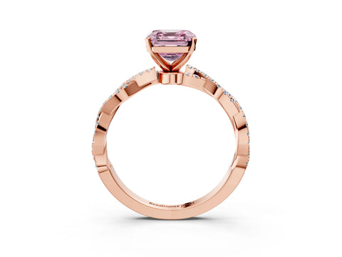Rose gold Fancy Pink Asscher Cut Solitaire Twisted Pave Band with Four-Prong Setting_6
