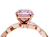 Rose gold Fancy Pink Asscher Cut Solitaire Twisted Pave Band with Four-Prong Setting_7