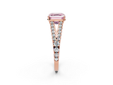 Rose gold Fancy Pink Asscher  Cut Split Shank Pave Diamond Engagement Ring with Four-Prong Setting_2