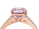 Rose gold Fancy Pink Asscher  Cut Split Shank Pave Diamond Engagement Ring with Four-Prong Setting_4