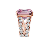 Rose gold Fancy Pink Asscher  Cut Split Shank Pave Diamond Engagement Ring with Four-Prong Setting_5