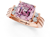 Rose gold Fancy Pink Asscher  Cut Three-Stone Channel Set Ring with Bar Prongs_1