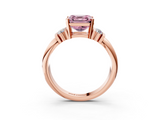 Rose gold Fancy Pink Asscher  Cut Three-Stone Channel Set Ring with Bar Prongs_3