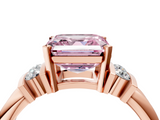 Rose gold Fancy Pink Asscher  Cut Three-Stone Channel Set Ring with Bar Prongs_4
