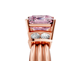 Rose gold Fancy Pink Asscher  Cut Three-Stone Channel Set Ring with Bar Prongs_5