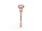 Rose gold Fancy Pink Asscher  Cut Three-Stone Diamond Pavé Band with Prong Setting_19