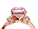 Rose gold Fancy Pink Asscher  Cut Three-Stone Diamond Pavé Band with Prong Setting_21