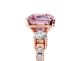 Rose gold Fancy Pink Asscher  Cut Three-Stone Diamond Pavé Band with Prong Setting_22