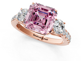 Rose gold Fancy Pink Asscher  Cut Three-Stone Diamond Pave Band with Prong Setting_52