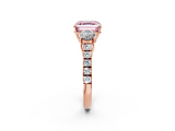 Rose gold Fancy Pink Asscher  Cut Three-Stone Diamond Pave Band with Prong Setting_53