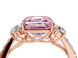 Rose gold Fancy Pink Asscher  Cut Three-Stone Diamond Pave Band with Prong Setting_55
