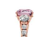 Rose gold Fancy Pink Asscher  Cut Three-Stone Diamond Pave Band with Prong Setting_56