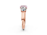 Rose gold Fancy Pink Asscher Cut Three-Stone Diamond Ring with Prong Setting on a Classic Band_14