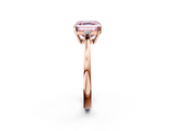 Rose gold Fancy Pink Asscher  Cut Three-Stone Solitaire Ring with Round Accent Diamonds and Four-Prong Setting_40