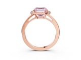Rose gold Fancy Pink Asscher  Cut Three-Stone Solitaire Ring with Round Accent Diamonds and Four-Prong Setting_41
