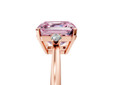 Rose gold Fancy Pink Asscher  Cut Three-Stone Solitaire Ring with Round Accent Diamonds and Four-Prong Setting_43