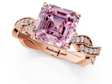 Rose gold Fancy Pink Asscher  Cut Twisted Pavé Band Solitaire Ring with Four-Prong Setting_1