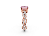 Rose gold Fancy Pink Asscher  Cut Twisted Pavé Band Solitaire Ring with Four-Prong Setting_2